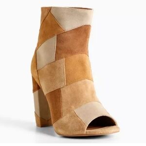 Torrid Faux Suede Patchwork Heel Booties Size 8 (Wide Width)